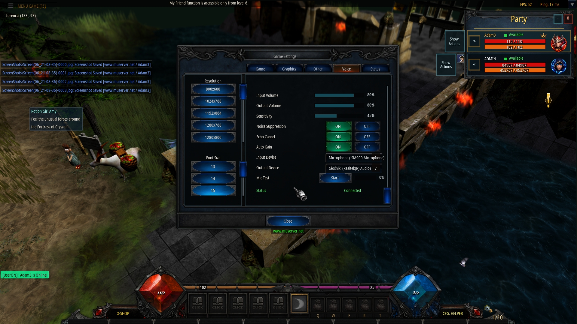 Voice settings