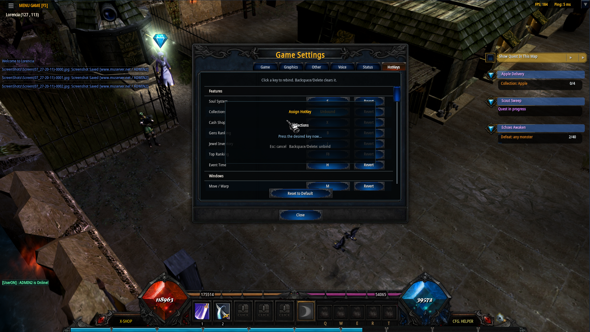 Hotkey assignment