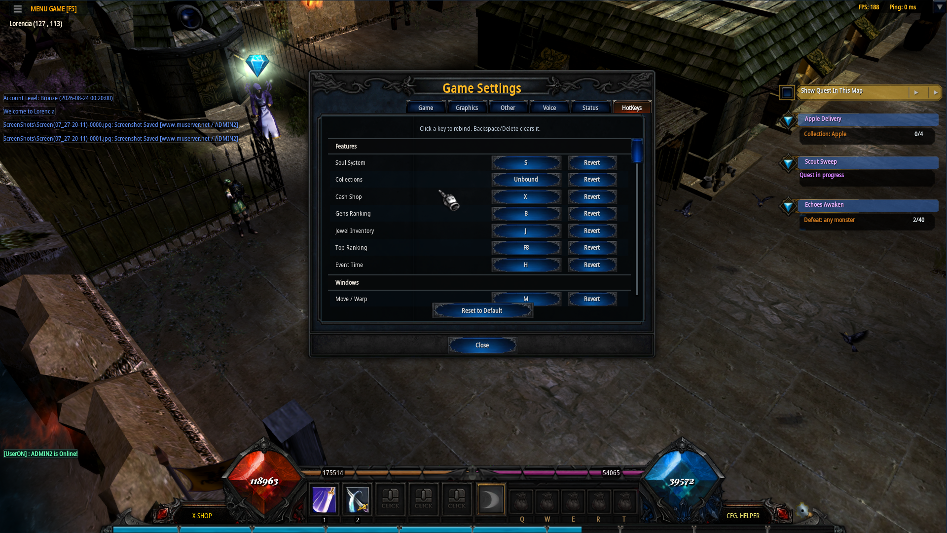 Hotkey list